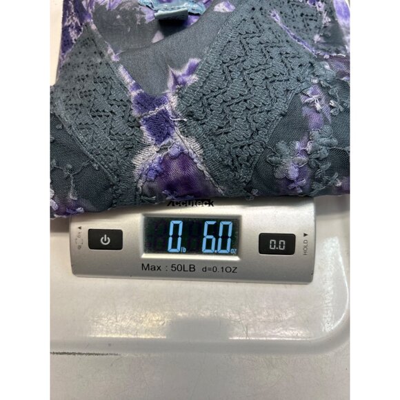 Studio West Women’s PL Tie-Dye V-Neck Top With Lace Detail Grey/Plum Boho Chic - Picture 11 of 11